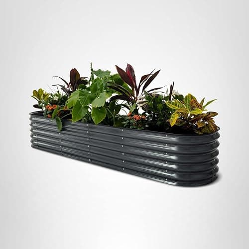 Vego garden Raised Garden Bed Kits, 17" Tall 9 in 1 8ft X 2ft Metal Raised Planter Bed for Vegetables Flowers Ground Planter Box-Modern Gray thumbnail 10