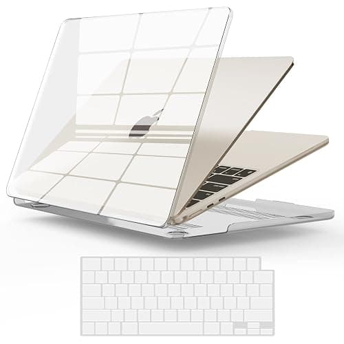 IBENZER Compatible with 2025 2024 2023 2022 MacBook Air 13 inch Case M4 A3240 M3 A3113 M2 A2681, Hardshell Case & Keyboard Cover for Mac Air 13.6 with Touch ID, Crystal Clear, CA-AT13-KK-CYCL+1 - Image 1