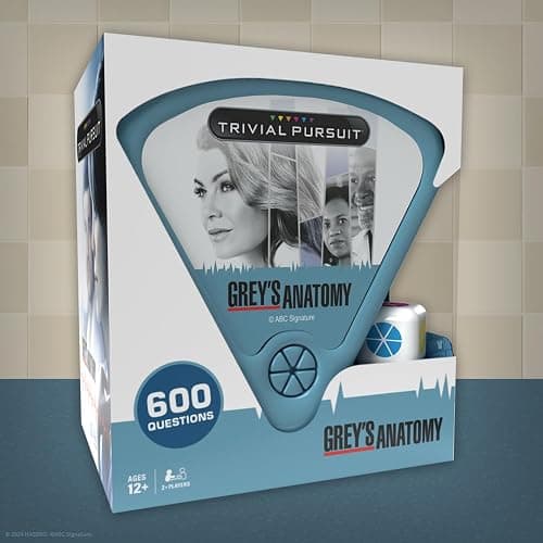 Trivial Pursuit Grey's Anatomy, Trivia Game from The Hit Hospital Drama TV Series, 600 Questions & Die in Travel Container, Officially Licensed Grey's Anatomy Merchandise & Collectible thumbnail 7