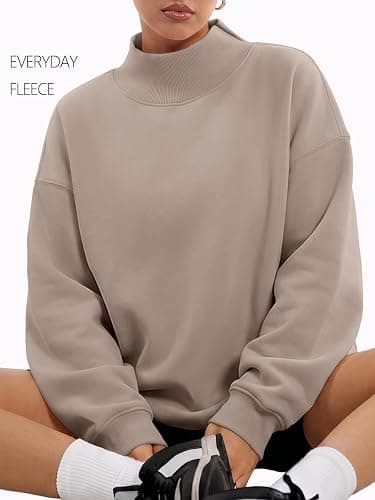 Trendy Queen Womens Mock Neck Sweatshirts Oversized Pullover Fall Outfits | Fall Fashion Clothes 2026,Long Sleeve Tops,Comfort Soft Fleece,Travel Casual Work Lounge Daily Outfit thumbnail 3