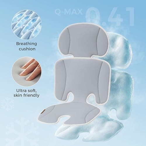Momcozy Stroller Cooling Pad | Detachable 2-Piece Cooling Cushion | Universal Soft Cooler Pad, Breathable & Adjustable Car Seat Liner | Fits Strollers, Car Seat, Swing, High Chair, Bassinet thumbnail 4