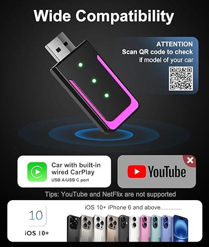 Wireless Carplay Adapter, Dual-Core 5G Chip Auto-Connect in Seconds No Delay, 2025 Upgrade Wired CarPlay to Wireless, Design for Cars with Built-in Wired Apple CarPlay,Car Play for iPhone thumbnail 6