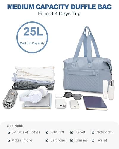 Pritent Travel Duffle Bag, Weekender Overnight Personal Item Carry On Bag | Waterproof Duffel Bag, with Toiletry Bag, Removable Strap, Hospital Bag for Labor Delivery, Airplane Travel, Gym thumbnail 5