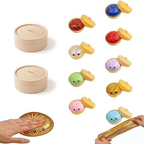 Glitter Dumpling Squishy Mystery Box 2Pack - 4-Inch TPR Fidget Toy, Anxiety Relief Slow Rise Squishy, Couple Group Unboxing Surprise Easter Gift for Teens Adults - Image 1