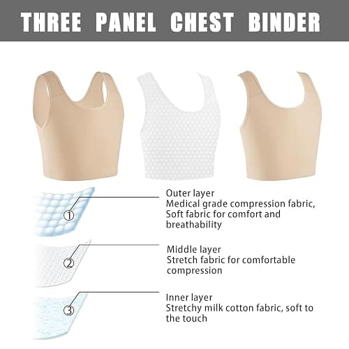 XUJI Transgender FTM Breathable Half Chest Binder thumbnail 4