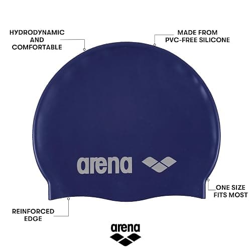 arena Classic Unisex Silikon-Badekappe, Schwimmkappe für Frauen und Männer, Badekappe mit Verstärktem Rand, Weiche und Strapazierfähige Schwimmkappe thumbnail 2