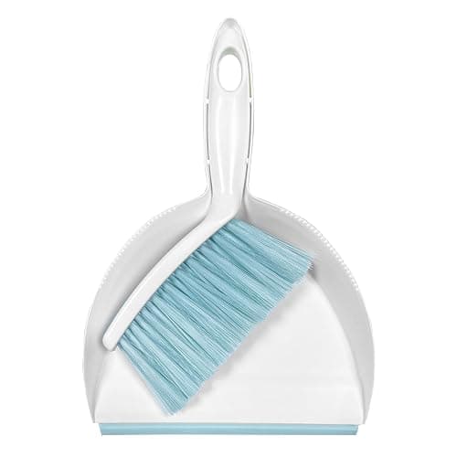 NBGYTECH Mini Broom and Dustpan Set Small Dust pan & Brush Set Portable Cleaning Tools for Home Office RV Camping Learning (Blue) - Image 1