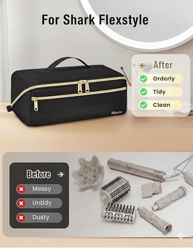 Mancro Hair Tools Travel Bag Compatible with Shark Flexstyle, Wide-open Hot Hair Tool Organizer with Separate Heat Resistant Mat, Hair Accessories Organizer for Straighteners, Curling Iron thumbnail 5