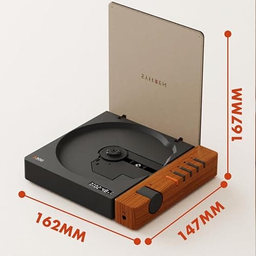 syitren R300 CD Player Portable Bluetooth Desktop Retro CD Players for Home,Without Speakers, Rechargeble Battery Small Compact Vintage CD Player,SPDIF Out,Brown thumbnail 9