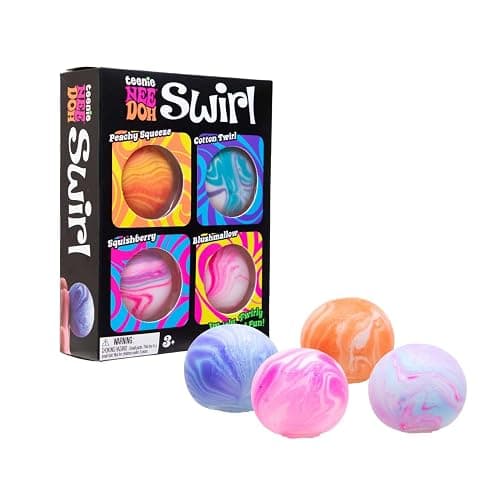 Schylling NeeDoh Teenie Swirl 4 Pack - Sensory Squeeze Toy - 1.5" in Diameter - Colors May Vary - Image 1