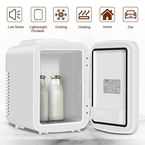 WANNYTON Mini Kühlschrank 4 Liter / 6 Dosen, Tragbarer Kleiner Kühlschränke mit Kühl- und Heizfunktion, Getränkekühlschrank für Zimmer Auto Büro, AC 220-240 V, DC 12 V, Weiß thumbnail 4
