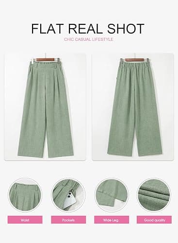 EVALESS Women's Wide Leg Pants High Waisted Business Work Casual Trousers 2026 Summer Comfy Palazzo Pants with Pockets thumbnail 6
