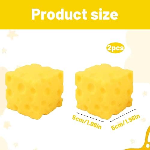2 Squeeze Cheese Stress Relief Set, Giant Cheese Squishy Sensory Tools for Office and Home Use, 5 cm Soft Squishy Cheese Collection for Desk Decor and Focus Enhancement thumbnail 3