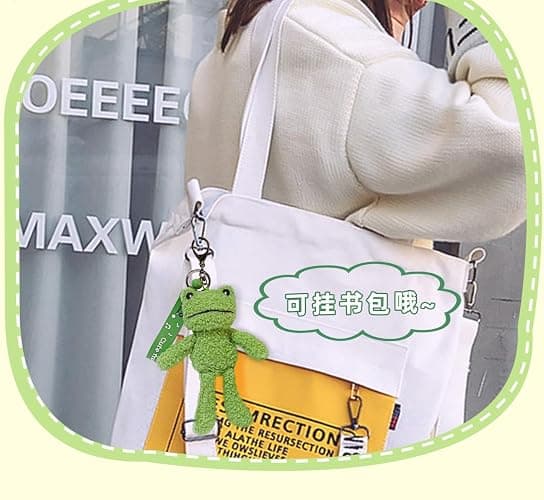 Zitokin Cute Frog Keychain for Backpacks, 8" Inch Frog Plush Keychain Purse Charms for Girls Women thumbnail 4