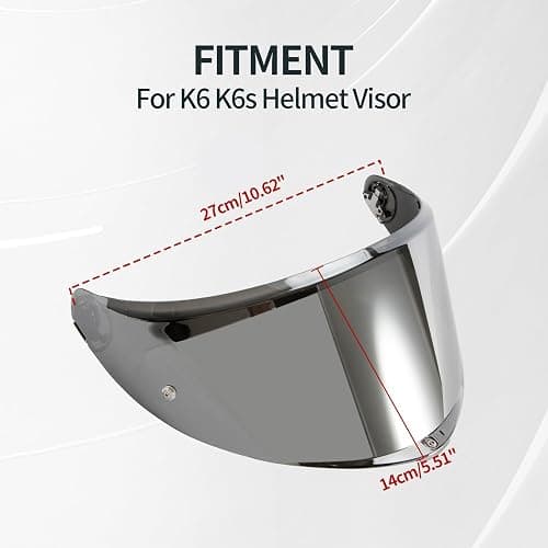 PSLER Helmet Visor for K6 K6s - K6 K6 s Visor Helmet Face Shield Helmet Accessories Replacement for K6 K6s,Silver-Mirror thumbnail 8