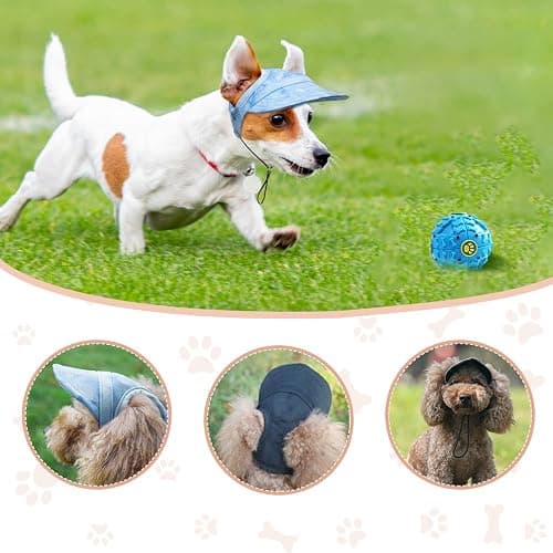 Auiepet Outdoor Sun Protection Hood for Dogs - Canvas Hat With Ear Holes and Adjustable Neck Strap (Black, Medium) thumbnail 6