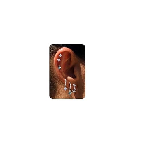 Sterling Silver Post Earrings for Women - Hypoallergenic Cartilage Earrings Dainty 14K Gold Plated Stud Huggie Hoop Earrings Dangle Chain Earrings Gold Plated Jewelry - Image 1