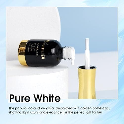 VENALISA Gel Nail Polish, 12ml Pure White Color Soak Off UV LED Nail Gel Polish Nail Art Starter Manicure Salon DIY at Home, 0.43 OZ thumbnail 2