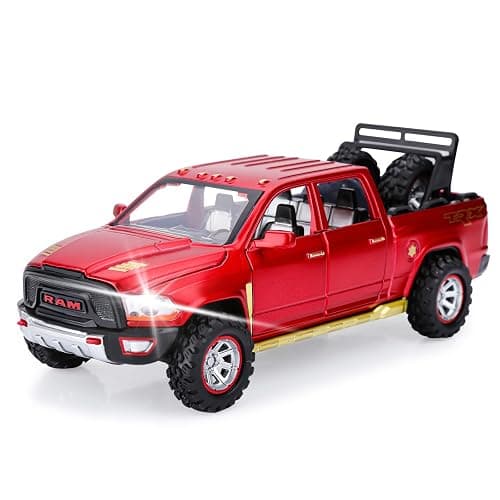 SASBSC Toy Trucks for Boys Age 3-12 Pickup Truck Toys Diecast Metal Model Cars with Light and Sound Pull Back Car Toy for 3+ Year Old Kids (Red) - Image 1