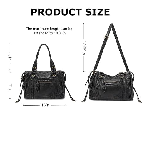 JOLLQUE Rivet Crossbody City Bag for Women,Large Retro Washed Leather Handbag Purse,Vintage Y2K Summer Hobo Shoulder Bags thumbnail 2