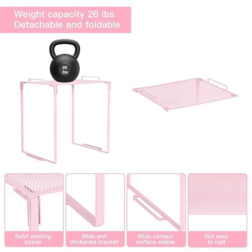 Locker Organizer and Accessories Kit, Includes Metal Locker Shelf, Magnetic Mirror, Pen Holder, Whiteboard, Markers, Magnets, Back to School Essentials Locker Decorations,Office,Gym Lockers (Pink) - Pink thumbnail 5