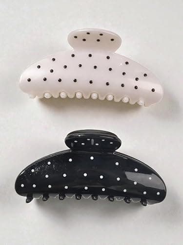 KEMMINTVN Strong Hold Polka Dot Hair Claw Clips Set of 2 for Thick Hair, Non-Slip Daily Styling, Cute All-Season Hair Accessories thumbnail 4