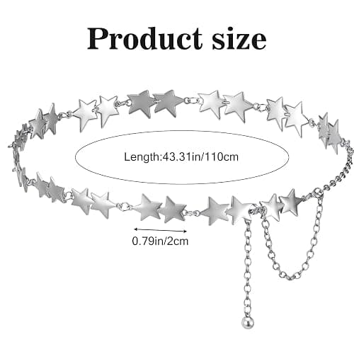 ElevateTech Women Star Waist Chain Metal Belly Chain Belt Adjustable Plus Size Chain Body Cute Decorative Accessories Suitable Formal Wear Jeans Dresses Casual Pants Girls Gifts (Gold) thumbnail 2