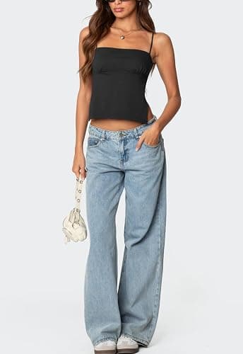 Backless Crop Top for Women Y2K Open Back Cami Top Spaghetti Strap Tie Back Sleeveless Cotton Summer Going Out Tank Top thumbnail 5