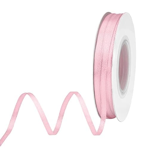 BVIEAKD Pink Satin Ribbon 1/8 inch x 50 Yards Double Faced Solid Color Ribbon for Crafts Weddings Bow Making & More - Image 1
