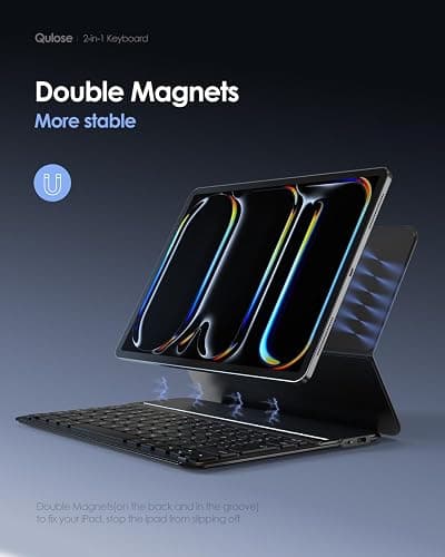 Qulose Keyboard Case for iPad(A16) 11th Generation 11 inch 2025/ 10th Generation 10.9" 2022 iPad Case with Keyboard, Slim Magnetic Bluetooth Folio Cover, Type C Charging, UK Layout, Black thumbnail 3