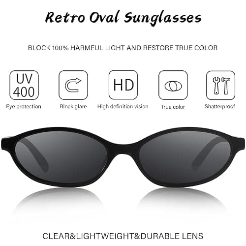 YMRFW Retro Oval Cat Eye Sunglasses for Women Y2k Designer Trendy Narrow Shades UV protection Sun Glasses thumbnail 6