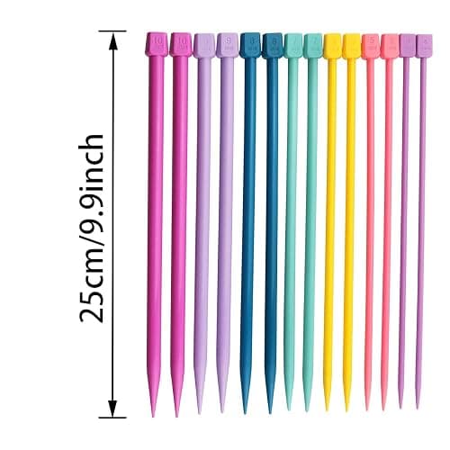 ITROLLE Knitting Needle 14PCS 4mm 5mm 6mm 7mm 8mm 9mm 10mm Colourful Single Pointed Knitting Straight Pins thumbnail 2