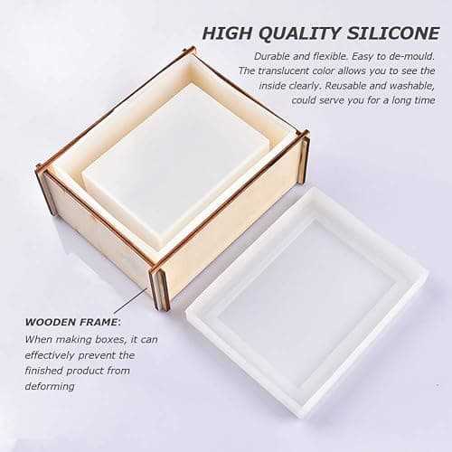 Silicone Tissue Box Resin Mold with Lid Epoxy Resin Casting Mould Tissue Box Cover Napkin Holder DIY Jewelry Trinket Storage Gift Box Craft Supplies Making Home Decoration Gift thumbnail 5