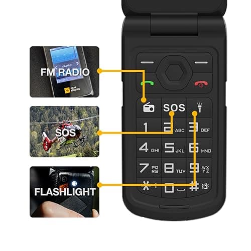 AGM M10 Rugged Basic Flip Phone, 4G Feature Cell Phone, Simple Mobile Phones, Pocket-Sized, Waterproof & Drop-Proof, Speed Dial, Large Fonts & Big Buttons, 98dB Speaker, Dual SIM, for T-Mobile ONLY thumbnail 7