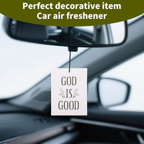 4pcs Christian Car Air Freshener, 3.15x2.36in/8x6cm Portable Cute Bible Verses Car Hanging Air Freshener with Pretty Bow and Floral Patterns for Cars Bathroom Dorm Books Decor(Green) thumbnail 3