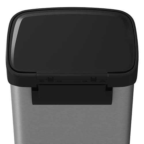 Garvee 13 gal / 50 L Stainless Steel Trash Can with Lid, Large Garbage Can for Kitchen, Rustproof Step-on Kitchen Metal Trash Bin with Liner Rim, Rear Handle, Soft Close Plastic Lid, Silver thumbnail 8