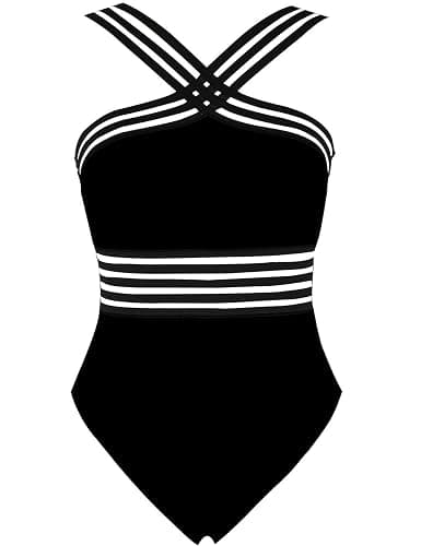 Hilor Women's Tummy Control Swimsuits Slimming One Piece Bathing Suits Front Crossover Swimwear thumbnail 8