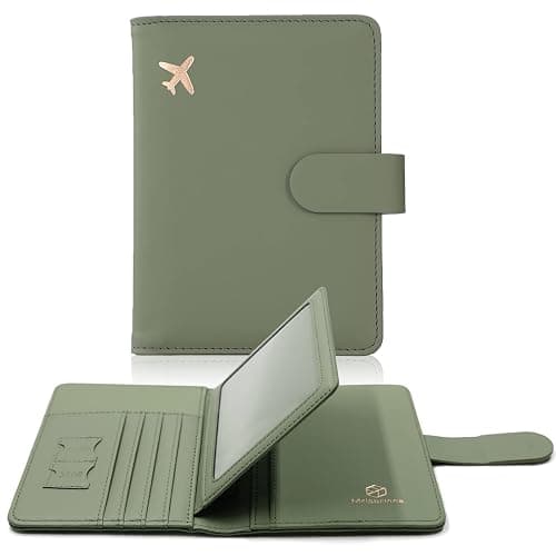Melsbrinna Rfid Passport Holder for Travel women/Men, Cute Passport Wallet Rfid Blocking Card Slots, Rfid Passport Cover/CaseTravel Wallet, Passport Book Holder (1, Green) - Image 1