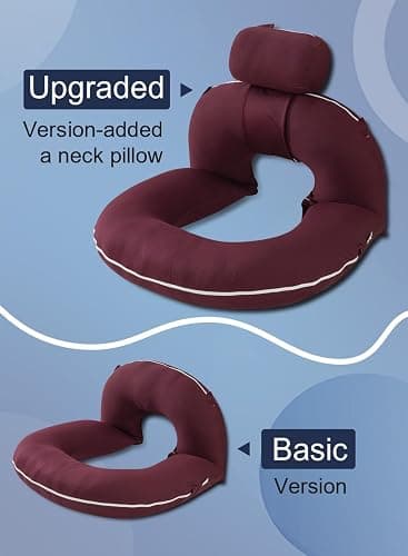 INSEN Reading Pillow, Back Pillow for Sitting in Bed and Couch, Gaming Pillow for Adults, Sit Up Support for Bed (, Upgrade-Cooling Wine, Upgraded) thumbnail 2