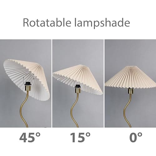 KUNJOULAM Small Pleated Table Lamp, Bedside Nightstand Lamp with Beige Lampshade, Morden Mini Lamp for Bedroom Home Office Decor, E12 Bulb Included thumbnail 7