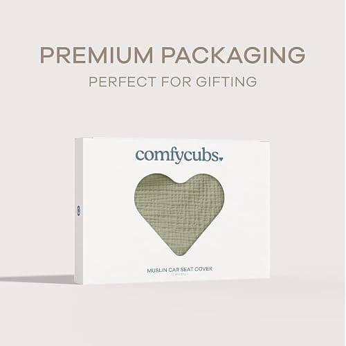 Comfy Cubs Baby Car Seat Cover - Soft, Breathable Bamboo Rayon and Muslin Cotton Blend - Lightweight Canopy for Sun, Bug, and Comfort Protection - Large Size Infant Seat Cover in Sage Design thumbnail 6