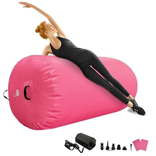 Air Roller Gymnastics Barrel Inflatable Tumbling Roller Air Mat with Electric Pump for Backhandspring Training Yoga Cheerleading Home Use Gym - Image 1
