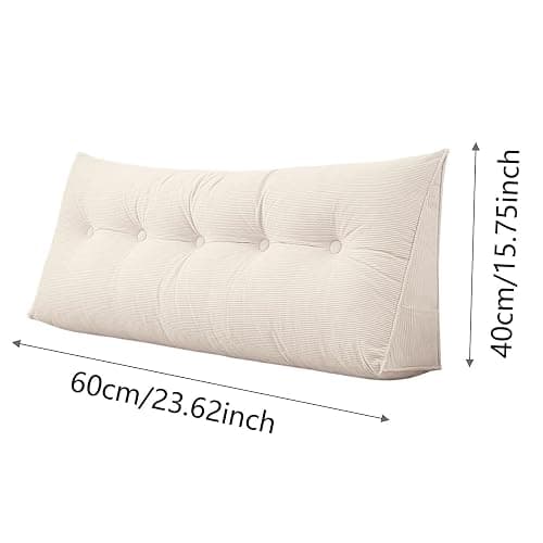 Loyilat Headboard Wedge Pillows Twin XL for Dorm, Bed Triangular Headboard Pillow, Ergonomic Cute Bolster Cushion Headrest Backrest for Dorm Bed Sofa (White, 23 inch) thumbnail 2