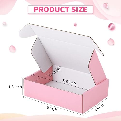 Spakon 50 Packs Shipping Boxes Cardboard Corrugated Mailer Packaging Boxes for Small Business Cute Small Box Cardboard Carton Box Mailers for Packaging Product(Pink,6 x 4 x 1.6 Inches) thumbnail 3
