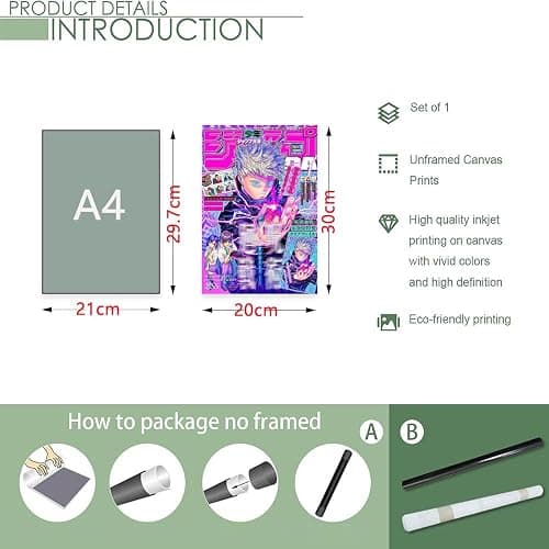 Unframed J-jk Poster Manga Cover Canvas Wall Art Print for Bedroom Dorm Playroom Living Room Wall Decor 8x12 Inch A thumbnail 2