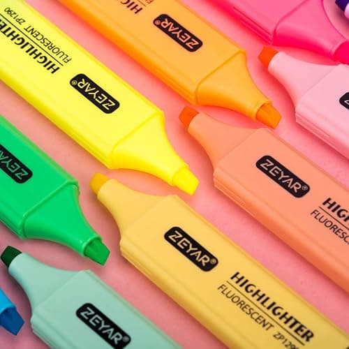 ZEYAR Highlighter, Chisel Tip Marker Pen, AP Certified, Assorted Colors, Water Based, Quick Dry (12 Colors) thumbnail 5