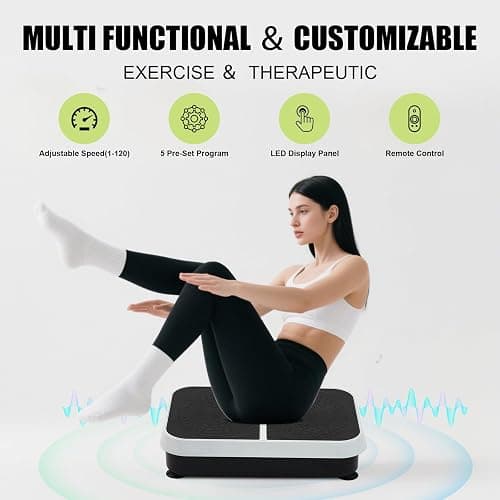 Homesy Vibration Plate Exercise Machine, Vibrating Plate for Lymphatic Drainage, Full Body Shaking Workout Fitness Platform Board, Sport Gym Equipment for Weight Loss Fat Burner thumbnail 5