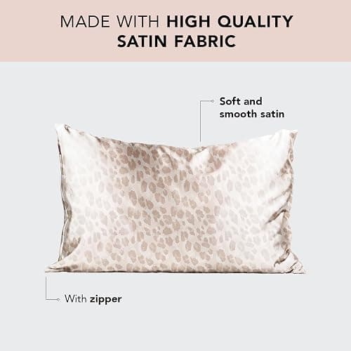 Kitsch Satin Pillowcase with Zipper for Hair & Skin, Softer Than Silk Pillow Cases Queen, Wrinkle-Free, Smooth and Cooling Satin Pillow Covers, Standard Size 19"x26", Leopard thumbnail 2