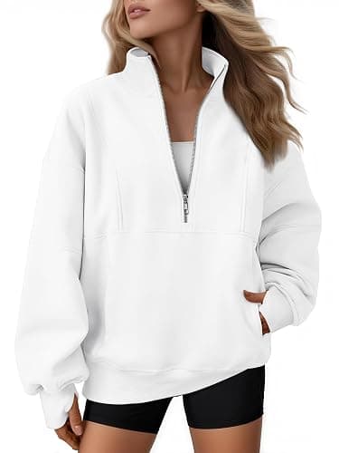 AUTOMET Womens Quarter Zip Oversized Sweatshirts Teen Fleece Pullover Hoodies 2025 Mock Neck Sweater Fall Workout Jacket - Image 1