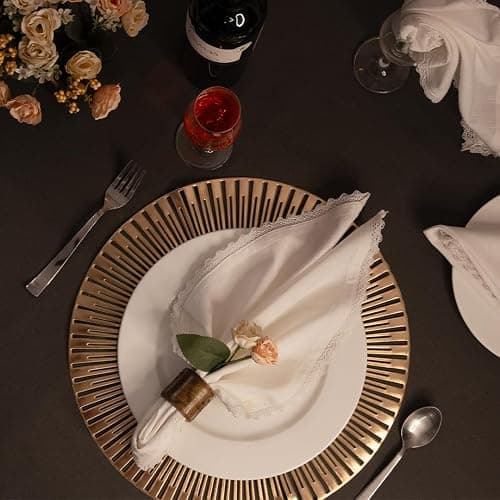 FINGERCRAFT Lace Cloth Napkins, 100% Cotton, 12 Pack, 20x20 Inch, White | Premium Crochet lace, mitered Corners, Pre-Shrunk, absorbent, suits everyday use, farmhouse, weddings, Christmas dinner thumbnail 9